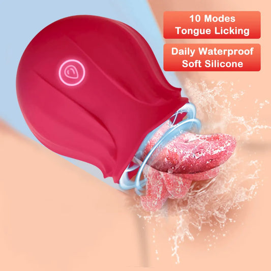 Women rose tongue licking vibrator G Spot Nipple Stimulation adult toys vibrating silicone clitoral vibrators sex toys for women